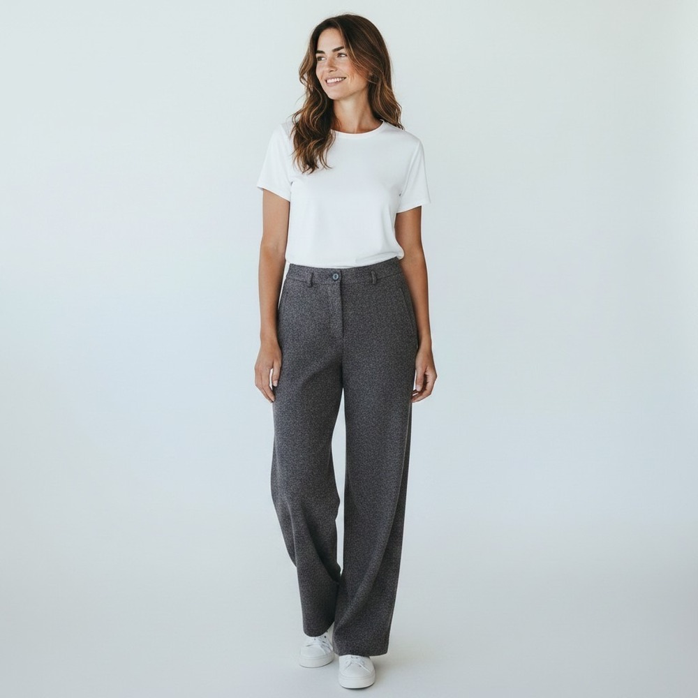 Jones New York Wool Silk Blend Tweed Wide Leg Lined Trousers SZ 10 old money